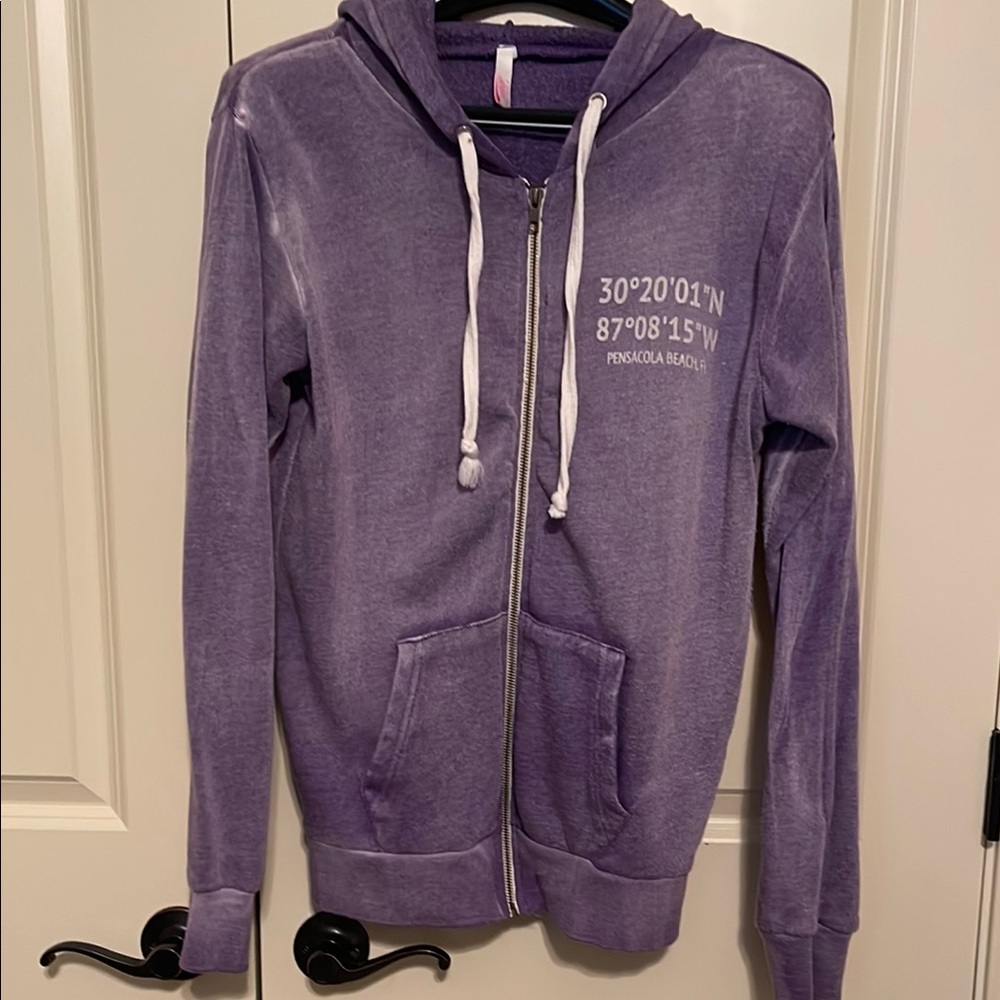 Purple Zip-Up Hoodie with Coordinates Print